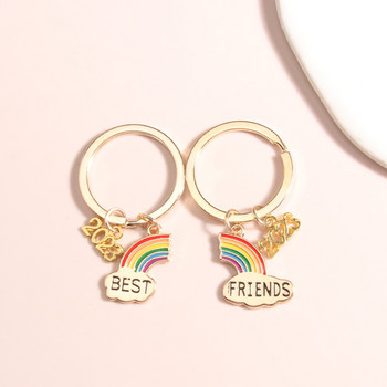 1 σετ (2 τεμ.) Μπρελόκ Best Friends 2022 Παζλ μπρελόκ Rainbow Αλυσίδες με μπρελόκ Δώρα φιλίας για γυναίκες Ανδρικά χειροποίητα κοσμήματα