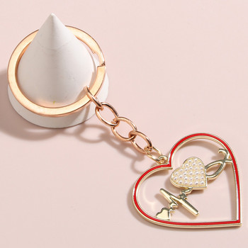 Μπρελόκ από σμάλτο Heartbeat Μπρελόκ Love Heart Keychains for Women Ανδρική τσάντα Αξεσουάρ Κλειδιά αυτοκινήτου DIY Χειροποίητα κοσμήματα δώρα