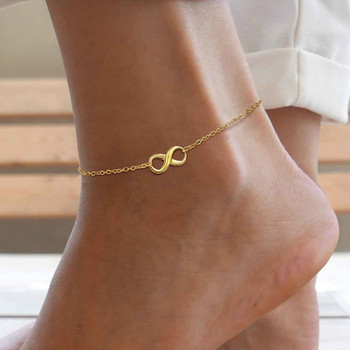 Vnox Elegant Infinity Charm Link Anklets за жени Бижута, антиалергични плажни празници от неръждаема стомана Аксесоари за боси крака