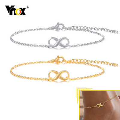 Vnox Elegant Infinity Charm Link Anklets за жени Бижута, антиалергични плажни празници от неръждаема стомана Аксесоари за боси крака
