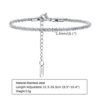 Vnox Lanț de gleznă minimalistă pentru femei, lanț de zale strălucitoare din oțel inoxidabil răsucit de culoare aurie cu ștampilă, lanț de gleznă reglabil