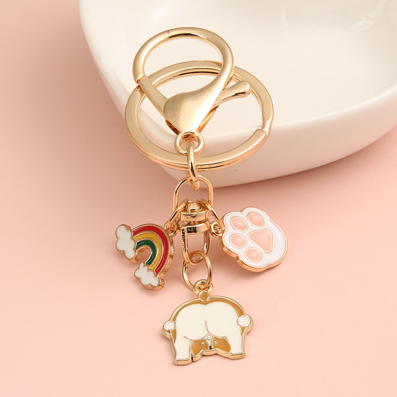 Breloc drăguț emailat, curcubeu, câine, animal, breloc cheie, breloc pentru animale de companie, cadouri suvenir pentru femei, bărbați, bijuterii simple, lucrate manual,