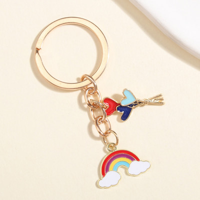 Breloc drăguț cu balon curcubeu emailat, linie arcuită colorată, breloc pentru femei, bărbați, accesoriu pentru geantă, bijuterii lucrate manual, cadouri