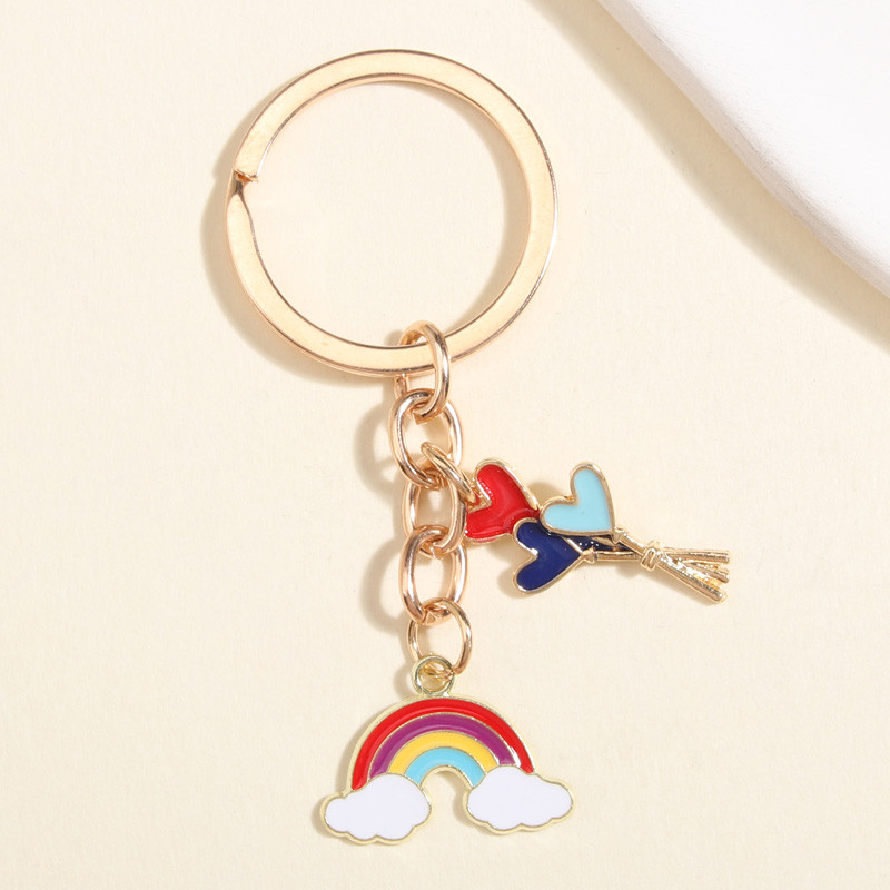 Breloc drăguț cu balon curcubeu emailat, linie arcuită colorată, breloc pentru femei, bărbați, accesoriu pentru geantă, bijuterii lucrate manual, cadouri