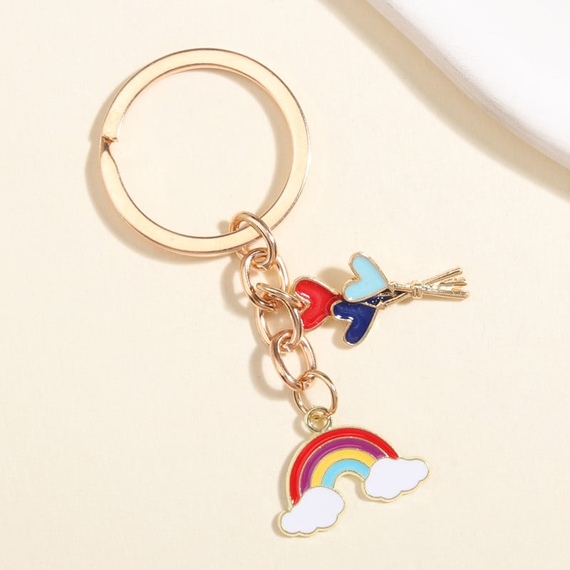 Breloc drăguț cu balon curcubeu emailat, linie arcuită colorată, breloc pentru femei, bărbați, accesoriu pentru geantă, bijuterii lucrate manual, cadouri