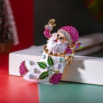 Nou Crăciun Bătrân Broșă din piatră de Crăciun Pin Cadou Bijuterii de modă Festival Broșă haină de iarnă Broșe de șapcă