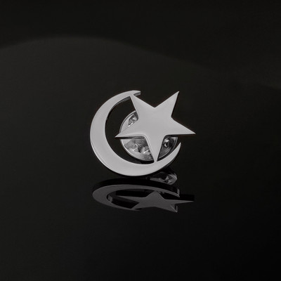 Islam Star Moon Simbol Broșă pentru bărbați închizătoare cămăși ace revere Insignă din oțel inoxidabil Vintage Faith Amulet Bijuterie Cadouri de nuntă