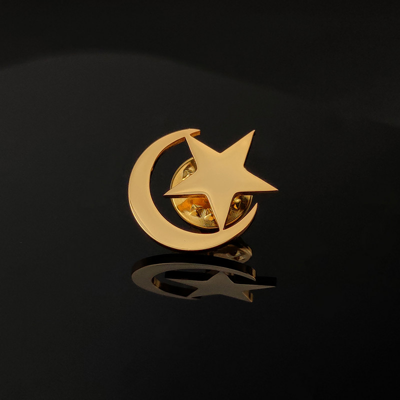 Islam Star Moon Simbol Broșă pentru bărbați închizătoare cămăși ace revere Insignă din oțel inoxidabil Vintage Faith Amulet Bijuterie Cadouri de nuntă