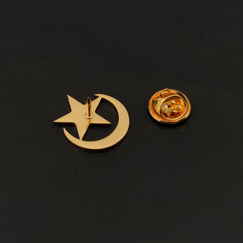 Islam Star Moon Simbol Broșă pentru bărbați închizătoare cămăși ace revere Insignă din oțel inoxidabil Vintage Faith Amulet Bijuterie Cadouri de nuntă