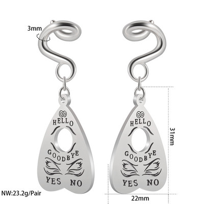 2 buc. Cârlig pentru ureche cu medalion Umerașe de greutate cu cercei opali sintetici de floarea de colț, dopuri de expansiune pentru măsurarea inimii, bijuterii pentru bărbați și femei