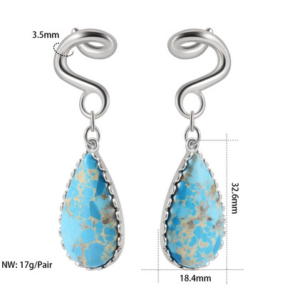 2 buc. Cârlig pentru ureche cu medalion Umerașe de greutate cu cercei opali sintetici de floarea de colț, dopuri de expansiune pentru măsurarea inimii, bijuterii pentru bărbați și femei