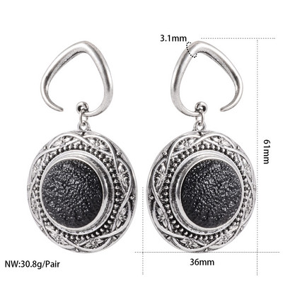 2 buc. Cârlig pentru ureche cu medalion Umerașe de greutate cu cercei opali sintetici de floarea de colț, dopuri de expansiune pentru măsurarea inimii, bijuterii pentru bărbați și femei