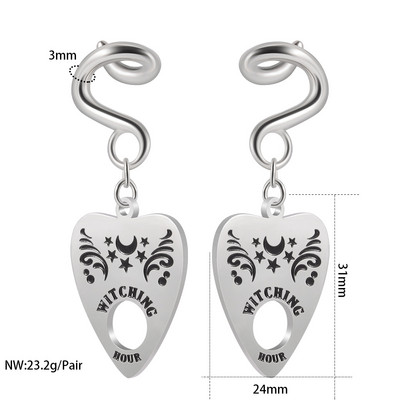 2 buc. Cârlig pentru ureche cu medalion Umerașe de greutate cu cercei opali sintetici de floarea de colț, dopuri de expansiune pentru măsurarea inimii, bijuterii pentru bărbați și femei