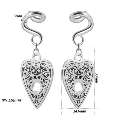 2 buc. Cârlig pentru ureche cu medalion Umerașe de greutate cu cercei opali sintetici de floarea de colț, dopuri de expansiune pentru măsurarea inimii, bijuterii pentru bărbați și femei