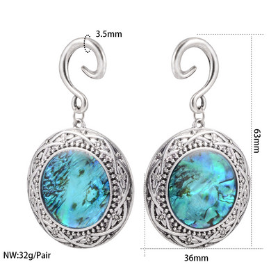 2 buc. Cârlig pentru ureche cu medalion Umerașe de greutate cu cercei opali sintetici de floarea de colț, dopuri de expansiune pentru măsurarea inimii, bijuterii pentru bărbați și femei