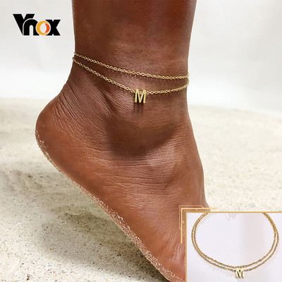 Vnox Women AZ Initial boka karkötő, dupla láblánccal, Beach Holiday Friendship bokaláncokkal, állítható hossza