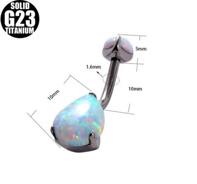 1 bucată 100% titan mare piercing buric opal în formă de picătură inele pentru buton pentru burtă bijuterii pentru corp