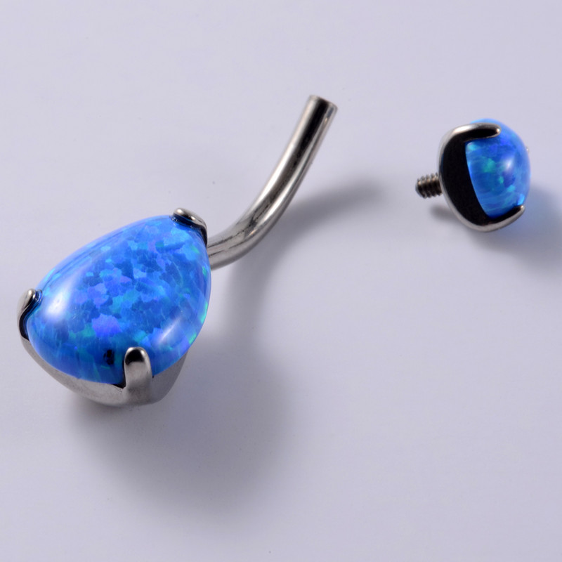 1 bucată 100% titan mare piercing buric opal în formă de picătură inele pentru buton pentru burtă bijuterii pentru corp