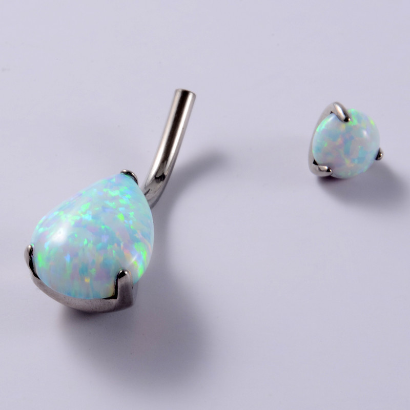 1 bucată 100% titan mare piercing buric opal în formă de picătură inele pentru buton pentru burtă bijuterii pentru corp