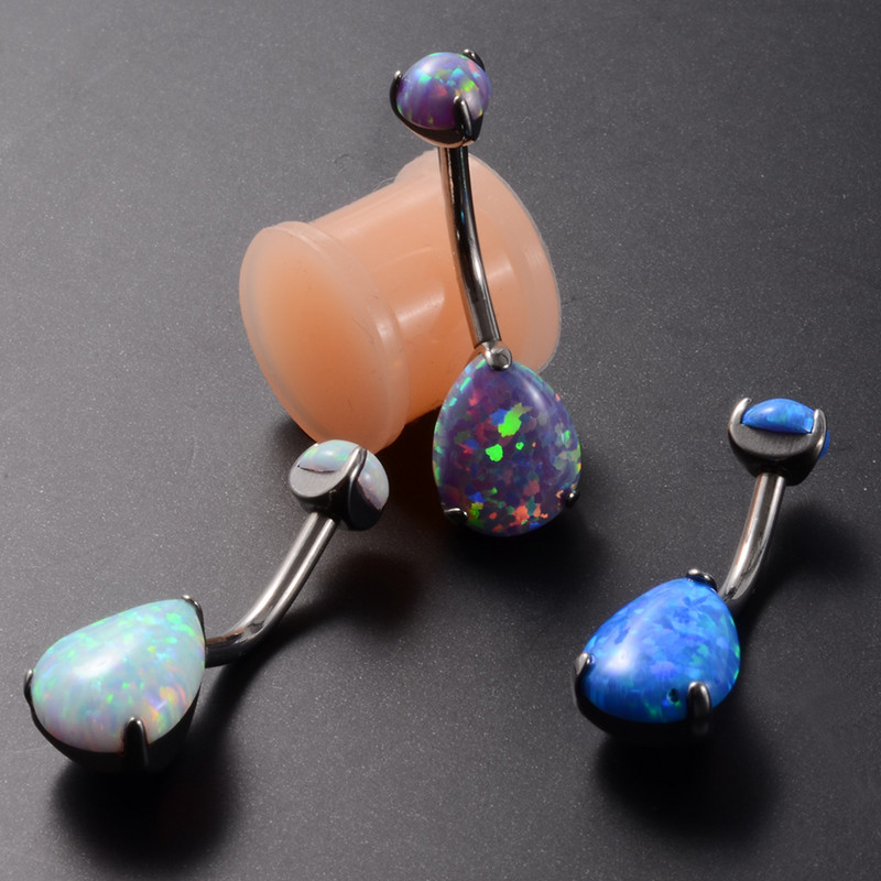 1 bucată 100% titan mare piercing buric opal în formă de picătură inele pentru buton pentru burtă bijuterii pentru corp