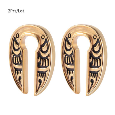 2 buc din oțel inoxidabil cu flori de aur, greutate ureche, piercing pentru corp, bijuterii, cleme pentru ureche, calibre, expansoare, mufe
