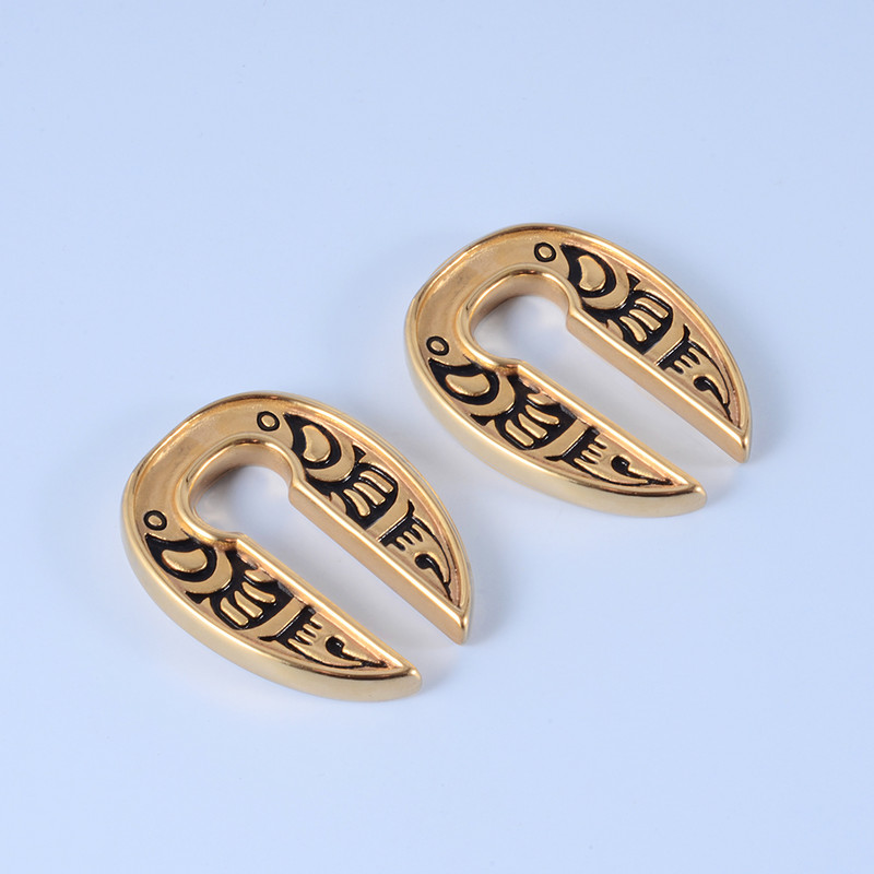 2 buc din oțel inoxidabil cu flori de aur, greutate ureche, piercing pentru corp, bijuterii, cleme pentru ureche, calibre, expansoare, mufe