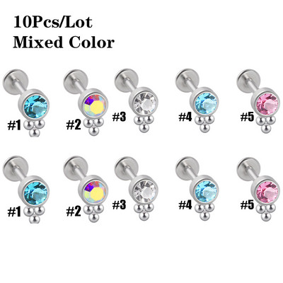 10 bucăți titan și oțel chirurgical ureche tragus stud bijuterie simple bile helix cartilaj bară superioară conca piercing bijuterii corp 16 g