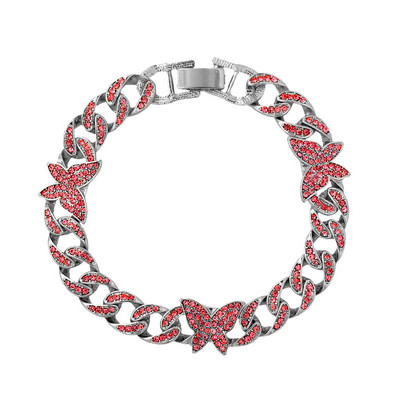 Új divat Bling Crystal Butterfly kubai lánc bokalánc Női Iced Out strassz kubai link bokalánc karkötő Hip Hop ékszer