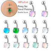 Set de 10 bucăți de piatră pentru buric curbat cu bară piercing inele pentru buric cercei Oreja bijuterii sexy pentru corp pentru femei și bărbați