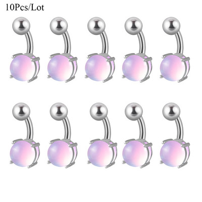 Set de 10 bucăți de piatră pentru buric curbat cu bară piercing inele pentru buric cercei Oreja bijuterii sexy pentru corp pentru femei și bărbați