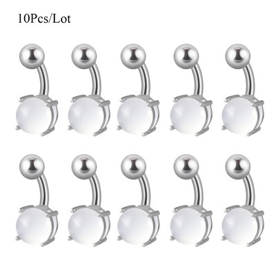 Set de 10 bucăți de piatră pentru buric curbat cu bară piercing inele pentru buric cercei Oreja bijuterii sexy pentru corp pentru femei și bărbați