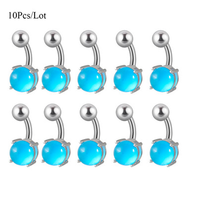 Set de 10 bucăți de piatră pentru buric curbat cu bară piercing inele pentru buric cercei Oreja bijuterii sexy pentru corp pentru femei și bărbați