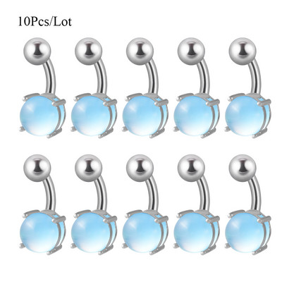 Set de 10 bucăți de piatră pentru buric curbat cu bară piercing inele pentru buric cercei Oreja bijuterii sexy pentru corp pentru femei și bărbați