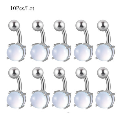 Set de 10 bucăți de piatră pentru buric curbat cu bară piercing inele pentru buric cercei Oreja bijuterii sexy pentru corp pentru femei și bărbați