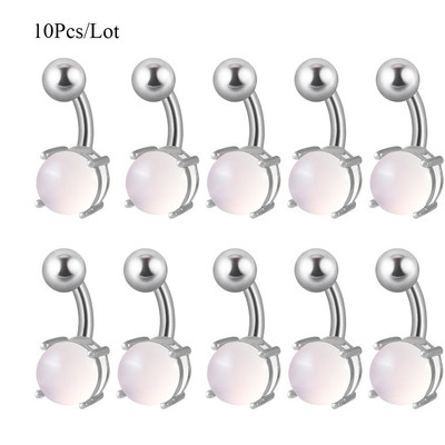 Set de 10 bucăți de piatră pentru buric curbat cu bară piercing inele pentru buric cercei Oreja bijuterii sexy pentru corp pentru femei și bărbați