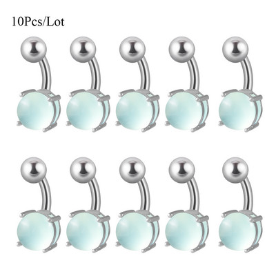 Set de 10 bucăți de piatră pentru buric curbat cu bară piercing inele pentru buric cercei Oreja bijuterii sexy pentru corp pentru femei și bărbați
