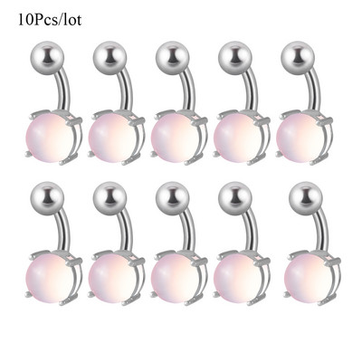 Set de 10 bucăți de piatră pentru buric curbat cu bară piercing inele pentru buric cercei Oreja bijuterii sexy pentru corp pentru femei și bărbați
