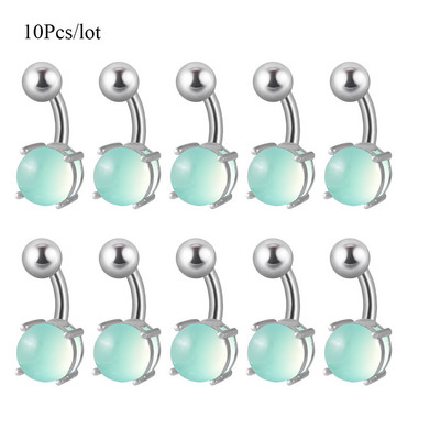 Set de 10 bucăți de piatră pentru buric curbat cu bară piercing inele pentru buric cercei Oreja bijuterii sexy pentru corp pentru femei și bărbați