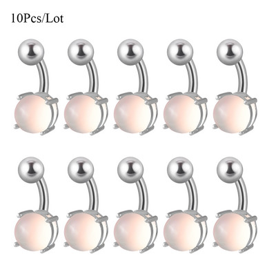Set de 10 bucăți de piatră pentru buric curbat cu bară piercing inele pentru buric cercei Oreja bijuterii sexy pentru corp pentru femei și bărbați