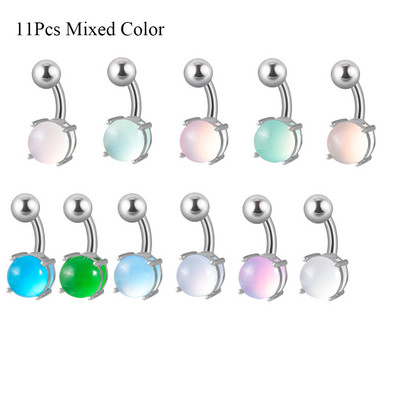 Set de 10 bucăți de piatră pentru buric curbat cu bară piercing inele pentru buric cercei Oreja bijuterii sexy pentru corp pentru femei și bărbați