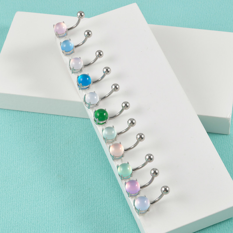 Set de 10 bucăți de piatră pentru buric curbat cu bară piercing inele pentru buric cercei Oreja bijuterii sexy pentru corp pentru femei și bărbați