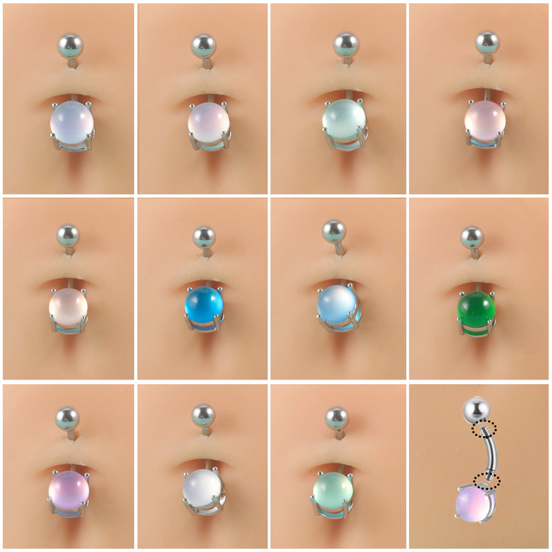 Set de 10 bucăți de piatră pentru buric curbat cu bară piercing inele pentru buric cercei Oreja bijuterii sexy pentru corp pentru femei și bărbați