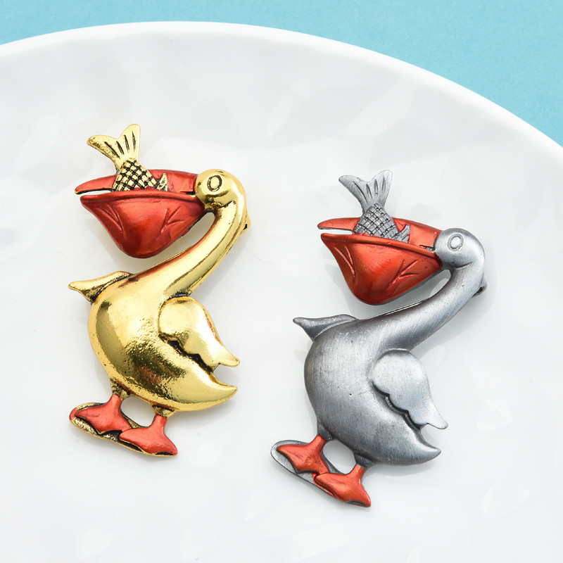 Wuli&baby Phalacrocorax Riba Broš Igle Vintage Bird Ženski broš Poklon 2021 Modni nakit Dodatak Emajl Životinja Značka