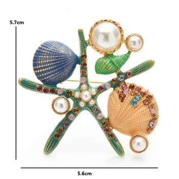 Wuli&baby Enamel Starfish Καρφίτσες Γυναικείες Pearl Sea Star Animal Party Καρφίτσες γραφείου καρφίτσες κοσμήματα Δώρα