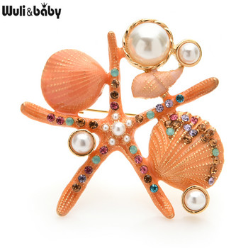 Wuli&baby Enamel Starfish Καρφίτσες Γυναικείες Pearl Sea Star Animal Party Καρφίτσες γραφείου καρφίτσες κοσμήματα Δώρα