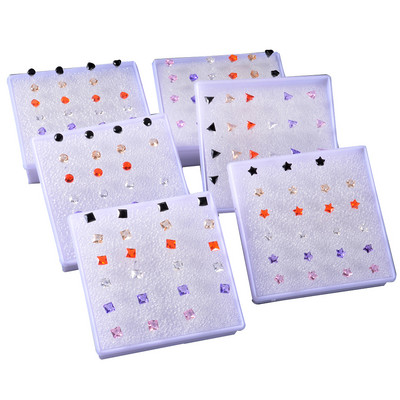 144 buc./pachet. Culoare mixtă și design Zircon, ureche, tragus, helix, cartilaj, lobi, piercing cu inimă, stea, triunghi, bijuterie, cercei, cercei