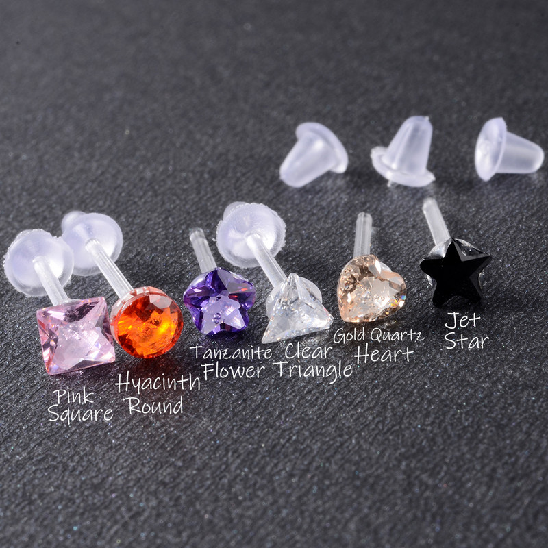 144 buc./pachet. Culoare mixtă și design Zircon, ureche, tragus, helix, cartilaj, lobi, piercing cu inimă, stea, triunghi, bijuterie, cercei, cercei