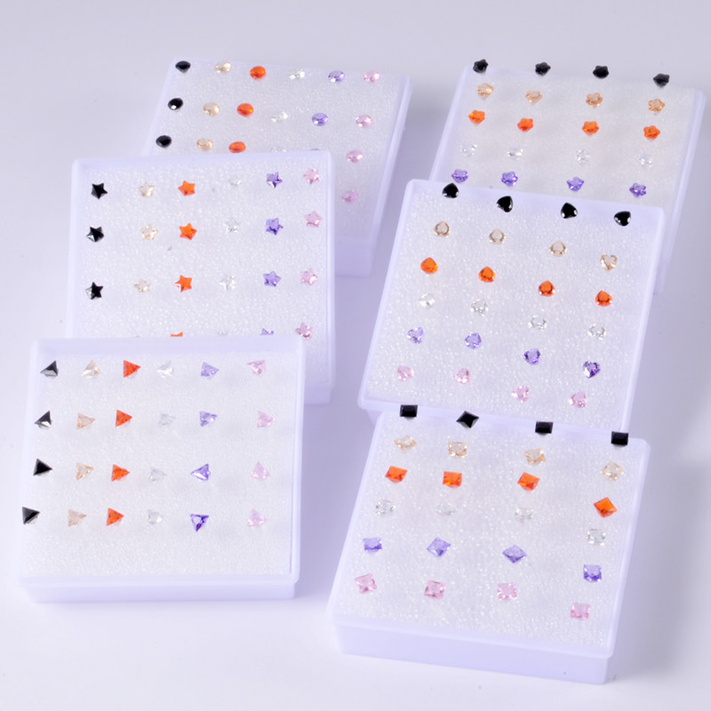 144 buc./pachet. Culoare mixtă și design Zircon, ureche, tragus, helix, cartilaj, lobi, piercing cu inimă, stea, triunghi, bijuterie, cercei, cercei