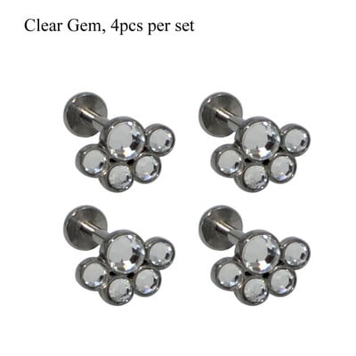 4 bucăți floare ureche cartilaj tragus Helix Stud Piercing G23 titan și oțel Zircon Opal Bar Buza Labret Inele Stud Bijuterii pentru corp