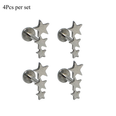 4 bucăți floare ureche cartilaj tragus Helix Stud Piercing G23 titan și oțel Zircon Opal Bar Buza Labret Inele Stud Bijuterii pentru corp